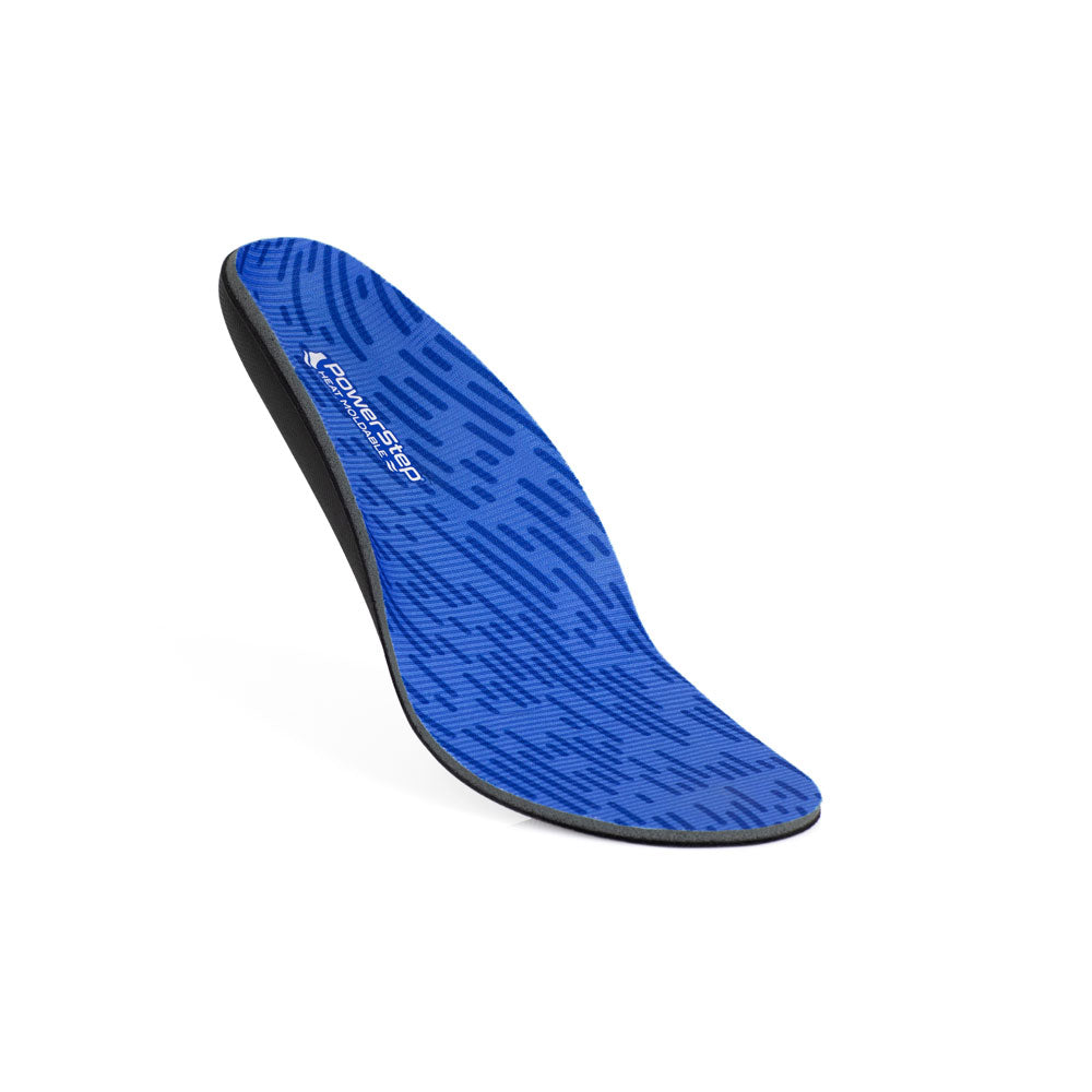 Floating view of PowerStep Heat Moldable custom orthotics, affordable custom orthotics for all arch heights, inserts for flat feet, inserts for high arches, inserts for feet, men's shoes, women's shoes, relieve pain from plantar fasciiitis, help sore achy feet, insoles for walking