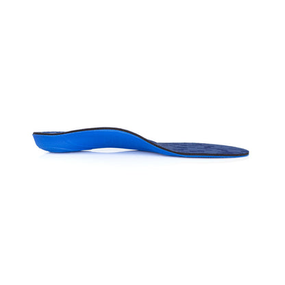 Profile view of Pinnacle Neutral arch supporting shoe insoles with semi-rigid arch support for pronation, arch support for plantar fasciitis, designed for walking and running shoes, shoe inserts to help relieve pain from plantar fasciitis, orthotic shoe insoles with standard arch support