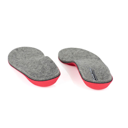 View of Pinnacle Wool Neutral orthotic arch support shoe inserts from heel to toe, relieves foot, arch, and heel pain, and sore, aching feet, shoe insoles for walking, men’s orthotic shoe inserts, women’s orthotic shoe inserts, neutral arch support helps to correct pronation and prevent plantar fasciitis, insoles for hiking outdoors, trail running shoe insoles, ski, snow and work boots