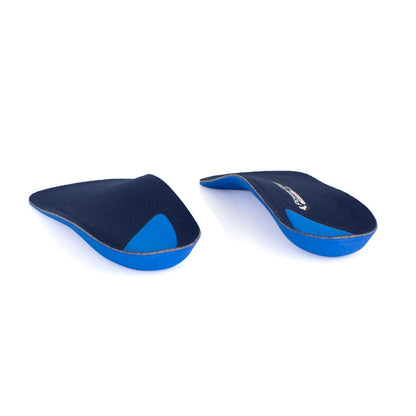 View from heel to toe of ProTech 3/4 shoe insoles with heel pad for heel comfort and cushioning
