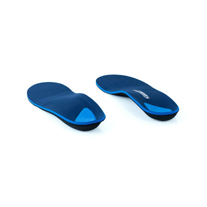 View from heel to toe of ProTech Low Arch Support orthotic insoles with heel pad for extra heel cushioning and comfort