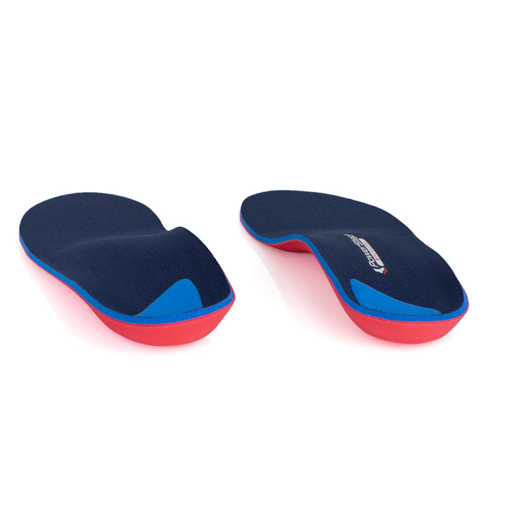 View from heel to toe of ProTech Met shoe insoles with heel pad for extra heel cushioning and comfort